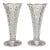 Pair of Vintage Clear Glass Trumpet Vases, Daisy & Button Pattern, Mid Century Pressed Glass Decor For Sale