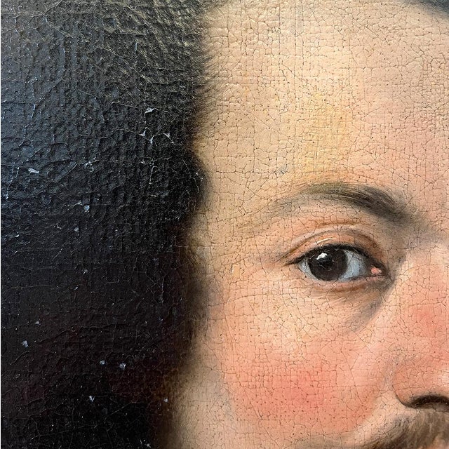 Bernardo Strozzi, Portrait of a Man with White Collar, Oil on Canvas, 17th Century, Framed For Sale - Image 6 of 14