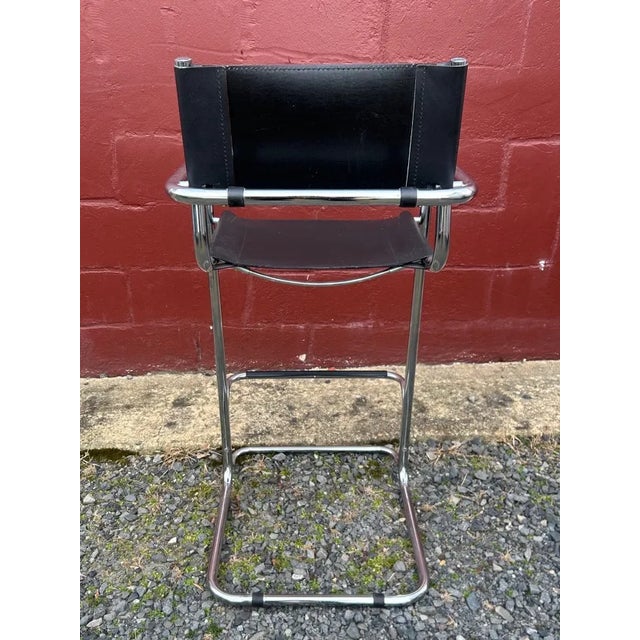 Vintage Mid-Century Modern Chrome Cantilever Bar Stool For Sale - Image 4 of 6