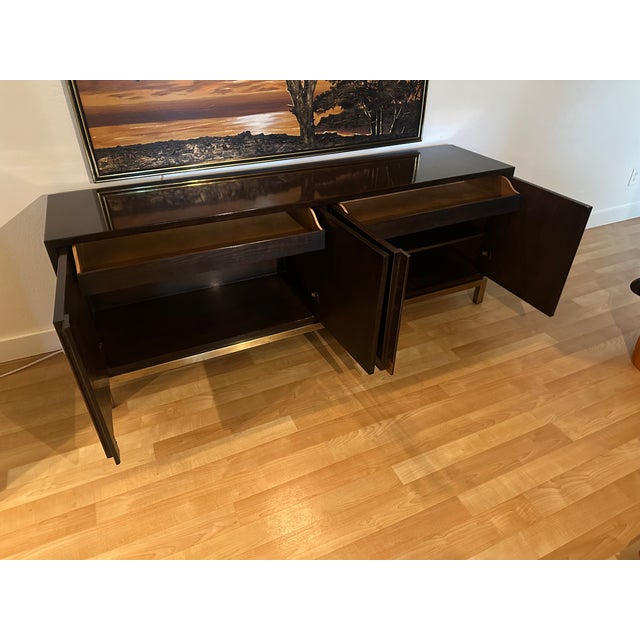 Bronze Mid 20th Century John Widdicomb Acid-Washed Bronze Four-Door Credenza With Brass Base For Sale - Image 8 of 17