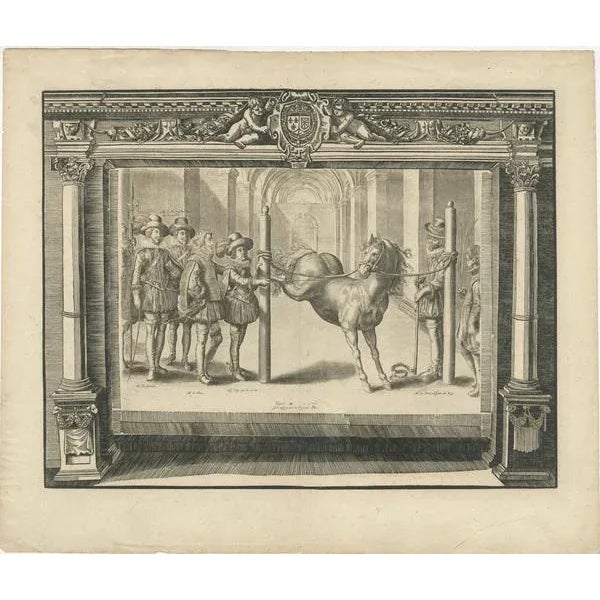 Figure 10 of first part: The French king Louis XIII (aged sixteen) standing at left, with Messieurs de Pluvinel and le...