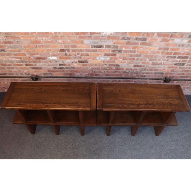 Pair of Vintage Modular Bookcases / Record Shelves in Stained Ash For Sale - Image 4 of 18