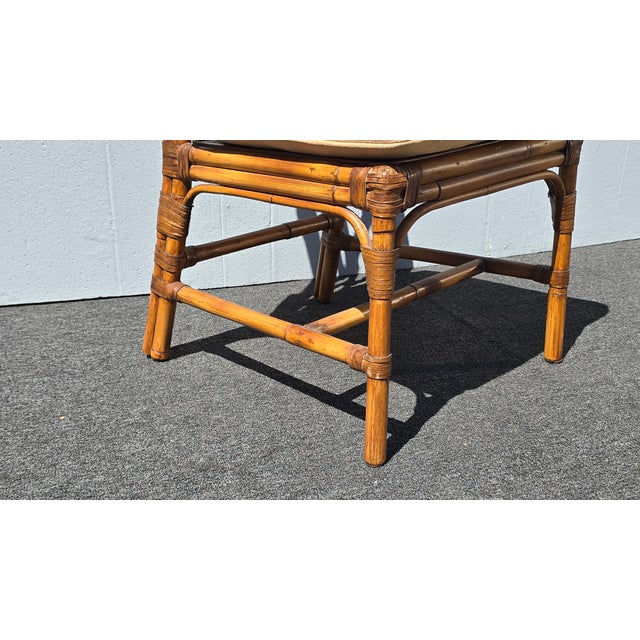 Vintage Baker Furniture Chippendale Bamboo Side Chair W Leather Straps For Sale - Image 11 of 14