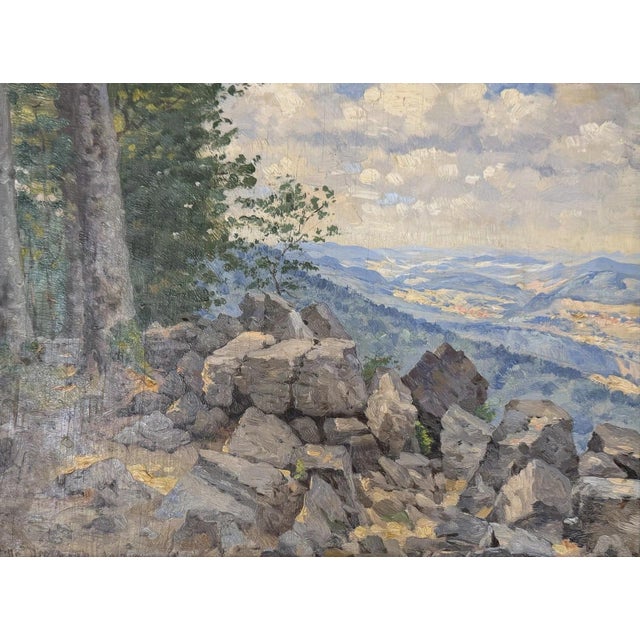 Modern Heinrich Dietzsch, Sea of ​​Rocks at the Hoher Meißner, 1930, Oil Painting on Wood For Sale - Image 3 of 12
