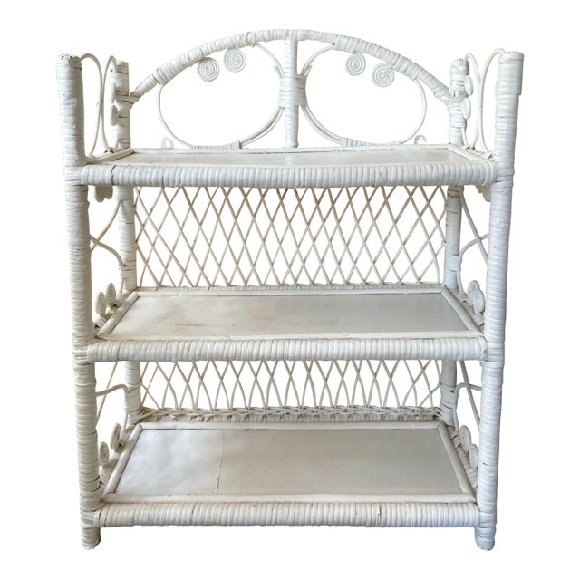 Vintage Wicker Wall Shelf For Sale