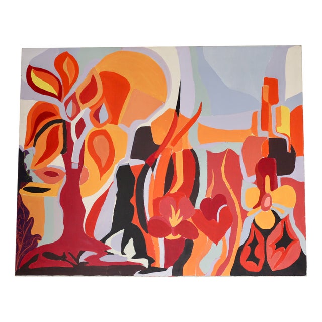 Psychedelic Composition, 1970s, Canvas Painting For Sale