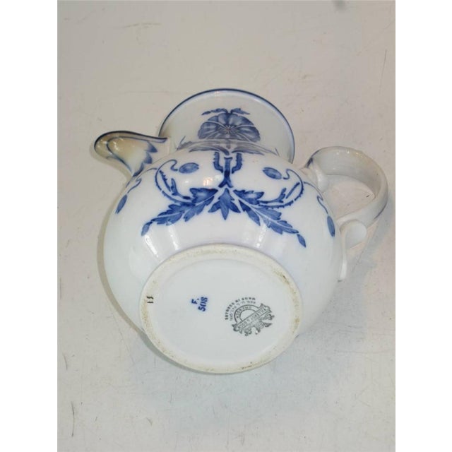 Villeroy & Boch Antique Villeroy Boch Dresden Tea Pot Art Nouveau Poppys Blue and White For Sale - Image 4 of 12
