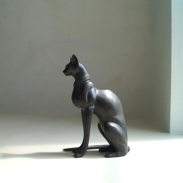 Large Vintage Egyptian Revival Cat Sculpture, 1970s For Sale - Image 13 of 18