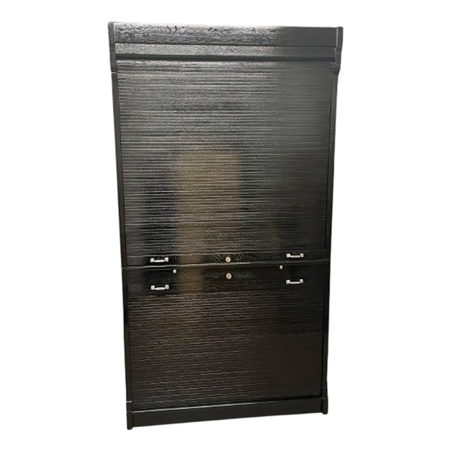 Art Nouveau Black Roller Blind Cabinet, 1910s For Sale