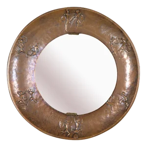 20th Century Brutalist Bronze Mirror With Figures in Relief, 1970s