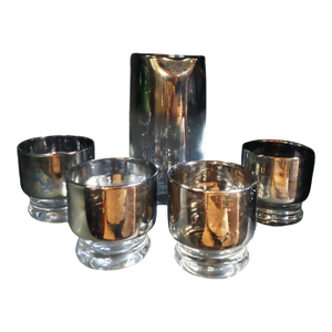 Mid 20th Century Dorothy Thorpe Mid-Century Modern Silver Fade Pitcher and Glasses - Set of 5