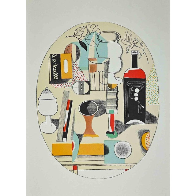 Flower is a Vintage Offset Print on ivory-colored paper, realized by Franco Gentilini (Italian Painter, 1909-1981) in the...