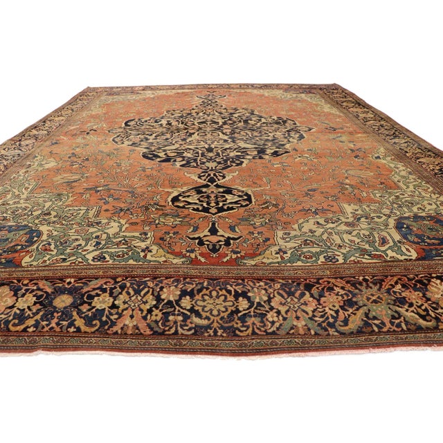 Traditional Antique Persian Farahan Rug, 10'06 X 13'07 For Sale - Image 3 of 7
