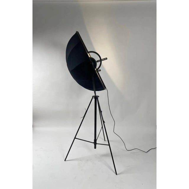 Authentic 1980s version of the Italian iconic floor lamp in metal and fabric conceived by Mariano Fortuny in 1907. The...