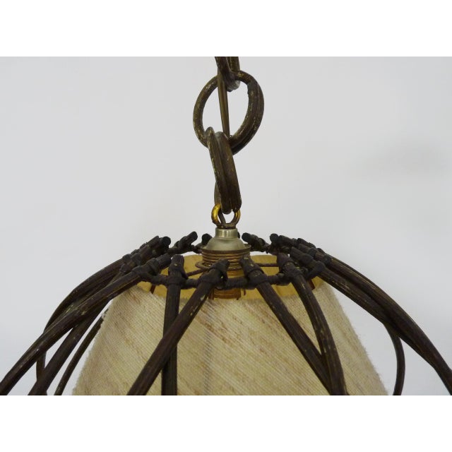 1950s Rattan and Bamboo Pendant Light by Louis Sognot, 1950s For Sale - Image 5 of 9