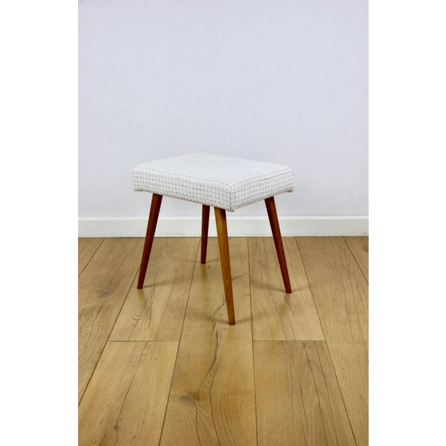 High Stool in Cream Herringbone For Sale - Image 9 of 9