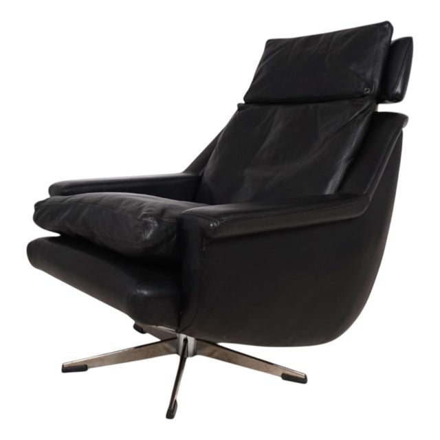 ESA 802 Lounge Chair in Black Leather by Werner Langenfeld, 1970 For Sale