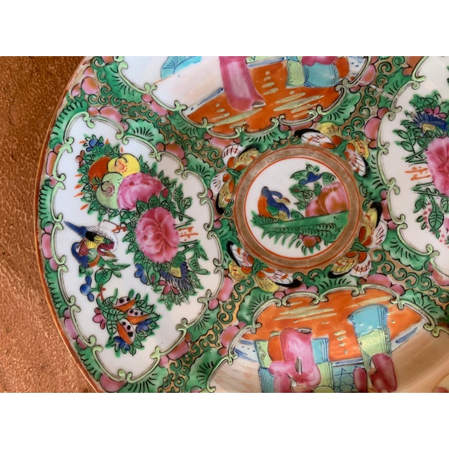 Ceramic Rose Medallion Porcelain Plates, 19th Century - Set of Nine For Sale - Image 7 of 11