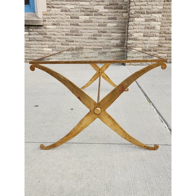 Worlds Away World Away Klismos Metal Gold Leaf Coffee Table For Sale - Image 4 of 10