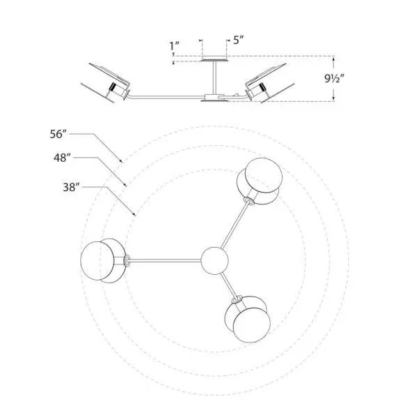 Visual Comfort Thomas O'Brien for Visual Comfort Signature Osiris Large Asymmetric Semi-Flush Mount in Hand-Rubbed Antique Brass with Linen Diffusers For Sale - Image 4 of 4