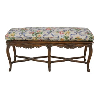 French Louis XV 6 Leg Cane Seat Window Bench For Sale