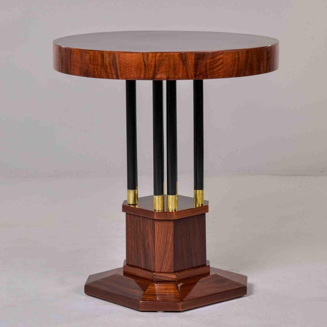 Art Deco Mahogany Center Table With Ebonized Column Base and Brass Trim For Sale In Detroit - Image 6 of 10