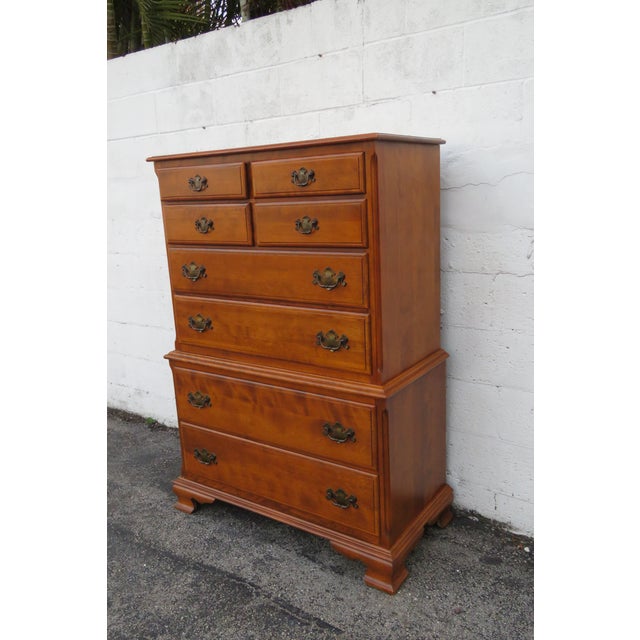 Late 20th Century Ethan Allen Solid Maple Tall Chest of Drawers 6179 For Sale - Image 16 of 16
