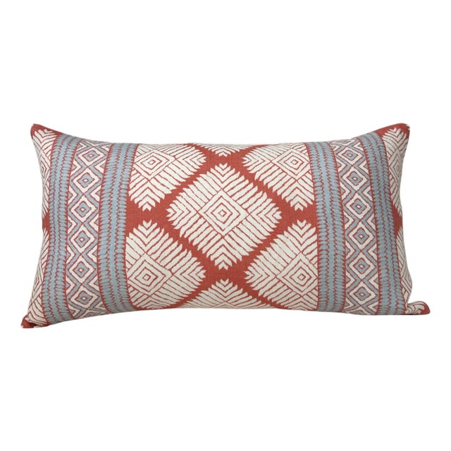 Austin Linen Pillow Cover in Coral, 14x20 Pillow For Sale