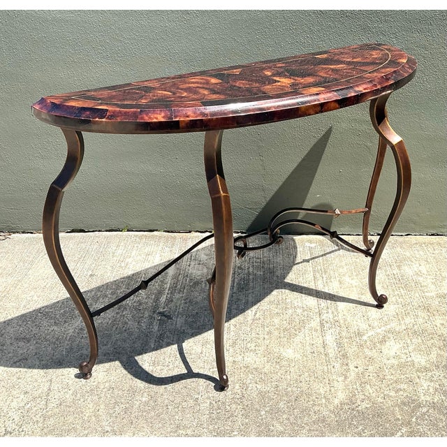 Vintage Maitland Smith Tessellated Coconut Shell Console Table For Sale - Image 11 of 12