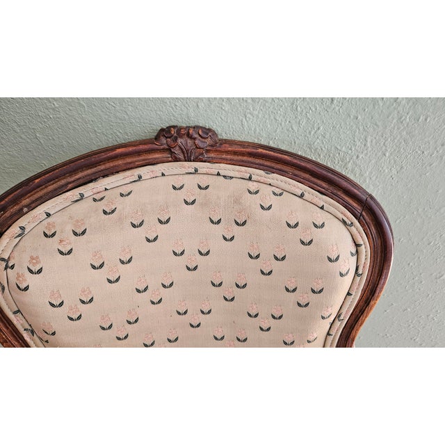 1940s 1940s Carved French Louis XV Armchair with Delicate, Floral Pattern For Sale - Image 5 of 12