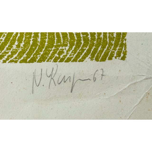 Abstract 1967, "Totem", Framed Abstract Original Silkscreen Print on Paper, Artist Kan N. For Sale - Image 3 of 8