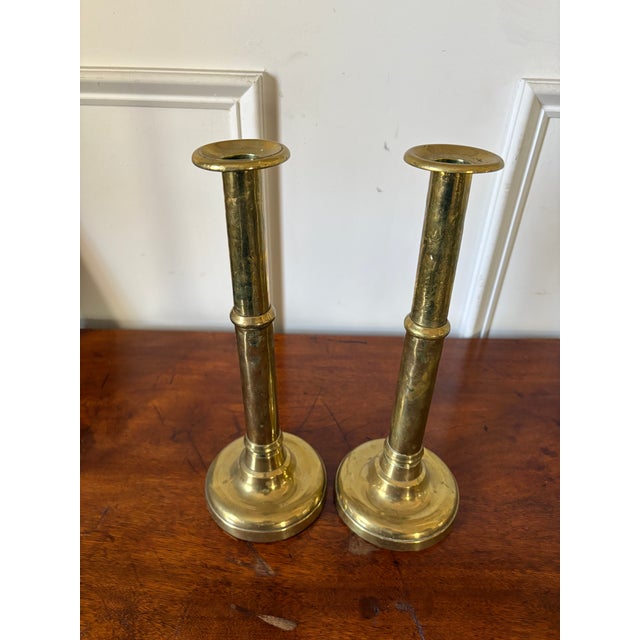 Pair of English Telescopic Polished Brass Candlesticks, 19th Century For Sale - Image 4 of 5