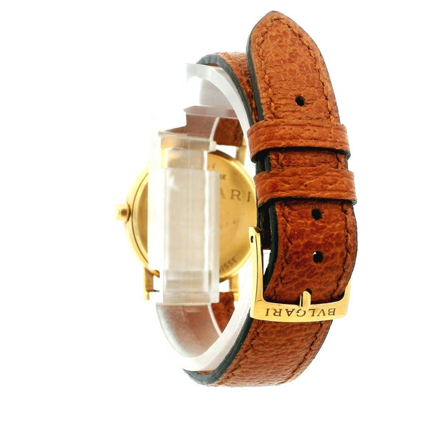 Metal Vintage Bvlgari Bvlgari Bb30gl 18k Gold Black Dial Watch For Sale - Image 7 of 14