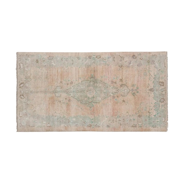 Vintage Orange Turkish Karapinar Pastel Rug 4'10" X 8'7" 57.9" x 103.1" / 147 x 262 Cm Hand woven with high quality pure...