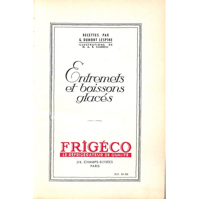 Traditional "Entremets Et Boissons Glaces" 1930 Lespine, G. Dumont For Sale - Image 3 of 11