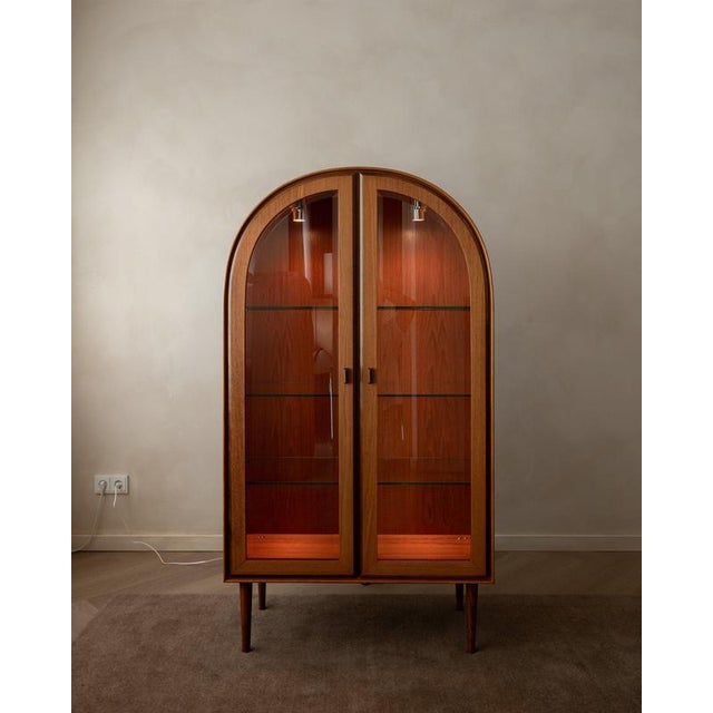Mid-Century Modern Mid-Century Teak Arched Display Cabinet from Brinkmann, 1980s For Sale - Image 3 of 18