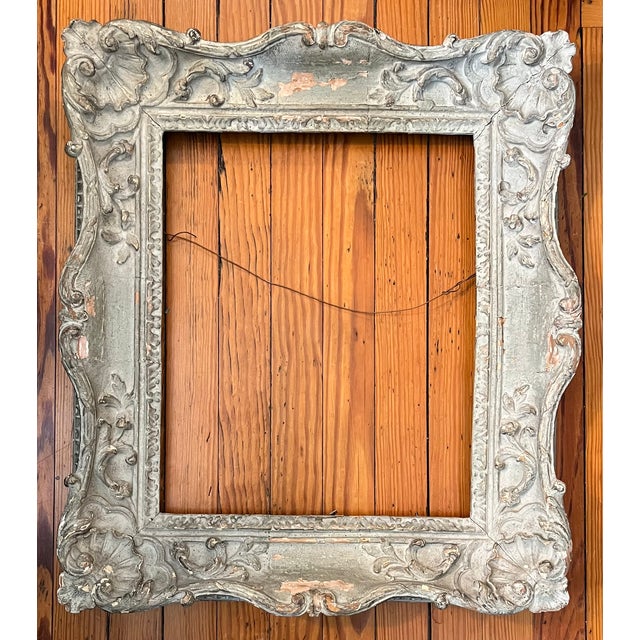 Antique 18th Century French Louis XVI Gray Painted Carved Wood Picture Frame For Sale - Image 13 of 13