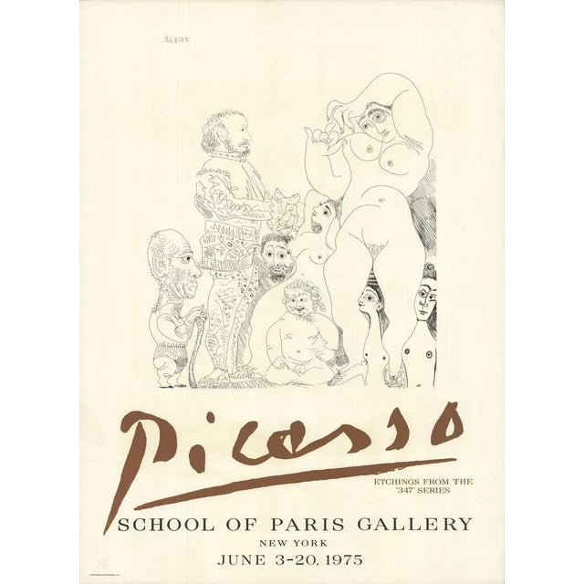 Surrealism 1975 Pablo Picasso 'School of Paris Gallery' Gray & White USA Etching For Sale - Image 3 of 3