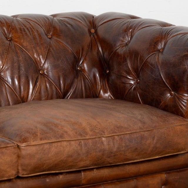 20th Century Vintage Brown Leather Chesterfield Sofa From England For Sale - Image 10 of 15