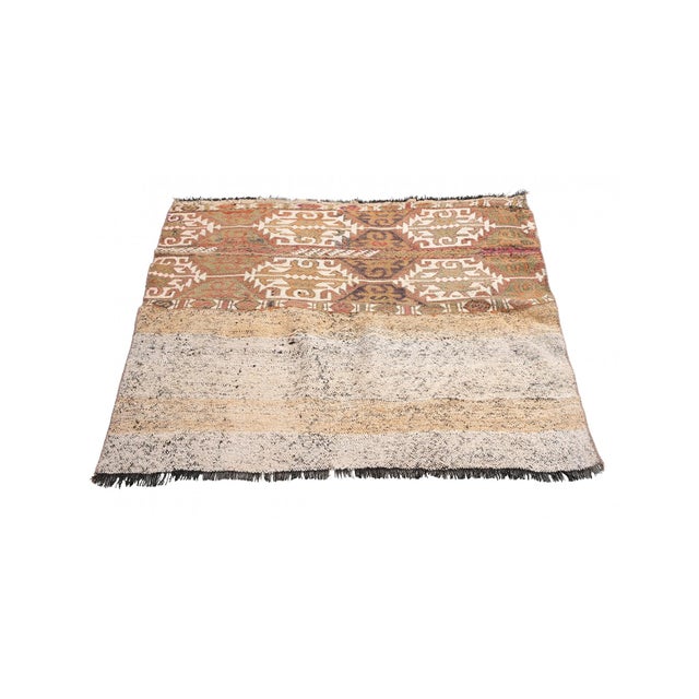 Mid-Century Modern Vintage Decorative Turkish Kilim Rug - 3`11″ X 4`0″ For Sale - Image 3 of 6