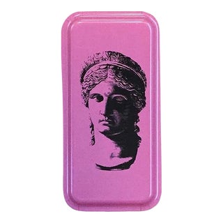 Les Ottomans Antique Collection Wooden Tray in Pink, Small For Sale