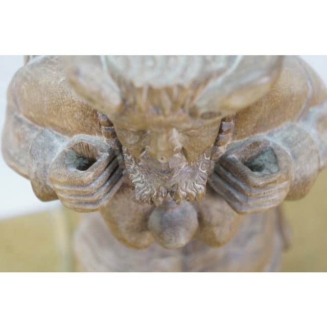 Mid 20th Century Ecuadorian Folk Art Carved Mahogany Inca Warrior Sculpture Statue 19" For Sale - Image 9 of 16