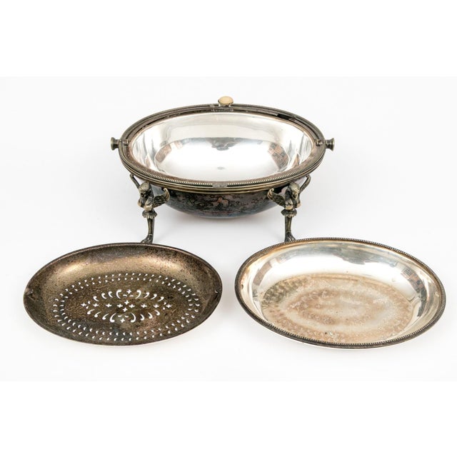 Victorian Antique Henry Wilkinson Sheffield Silverplate Bread Warmer Egyptian Revival Sphinx Legs For Sale - Image 3 of 9