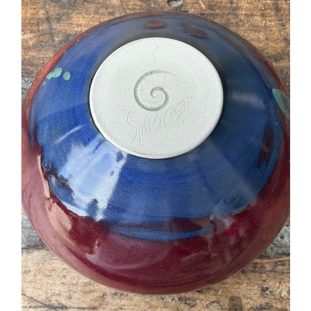 Brick Red Vintage Original Drip Glazed Pottery Vase For Sale - Image 8 of 12