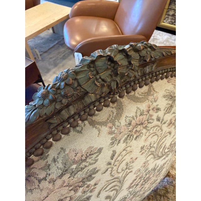 Wood Floral Print Bergere Chair, 19th Century For Sale - Image 7 of 12
