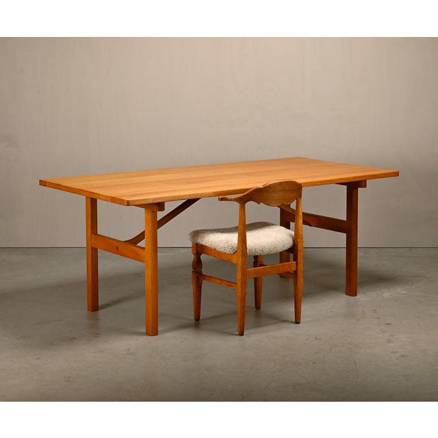 Dining table or Desk model 6284 designed by Børge Mogensen for Fredericia Stolefabrik, Denmark. The solid oak frame and...