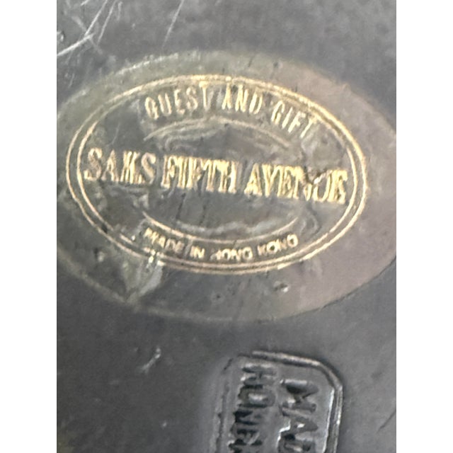 Vintage Saks Fifth Ave Asian Brass Peach Bowl For Sale - Image 9 of 10