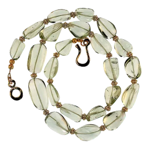 Praziolite Graduated Necklace With Goldy Accents