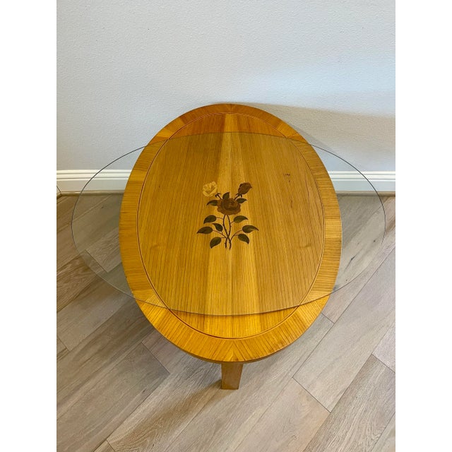 Mid-Century German Biedermeier Style Light Wood Marquetry Coffee Table For Sale In Dallas - Image 6 of 11