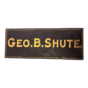 Antique Gold Painted Metal Advertising Trade School Sign Geo. B. Shute
